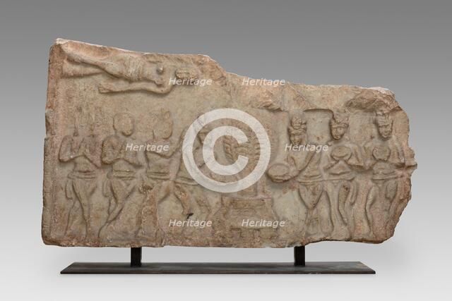 Veneration of the Bodhi Tree, 3rd century. Creator: Unknown.