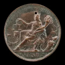 Venetia Holding Scales and Cornucopiae [reverse], probably 1538. Creator: Vittore Gambello