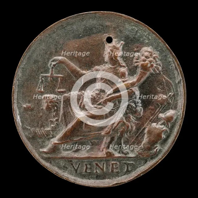 Venetia Holding Scales and Cornucopiae [reverse], probably 1538. Creator: Vittore Gambello.