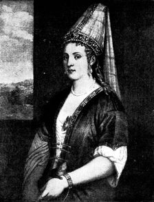 Venetian Art at the New Gallery: Portrait of Caterina Cornaro, Queen of Cyprus - by Titian, 1895. Creator: Unknown