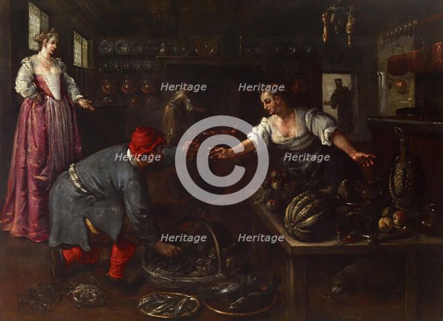 Venetian Kitchen Interior, c1600. Creator: Dirck de Vries.