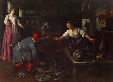 Venetian Kitchen Interior, c1600. Creator: Dirck de Vries