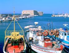 Venetian harbour and Koules Fortress, Heraklion, Crete, Greece. Creator: Peter Thompson