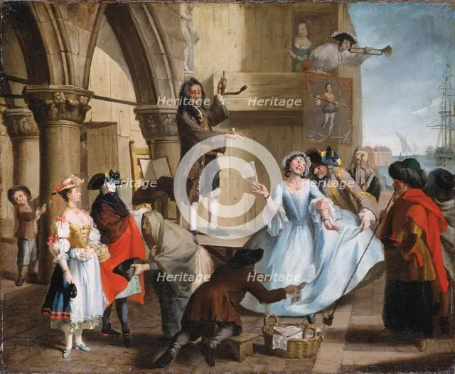 Venetian Jugglers in front of the Palace of the Doge, c1750-1760. Creator: Venetian Master.