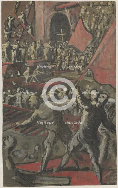 Venetian Soldiers Attacking Constantinople (recto), 1598/1605. Creator: Domenico Tintoretto.