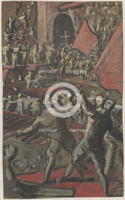 Venetian Soldiers Attacking Constantinople (recto), 1598/1605. Creator: Domenico Tintoretto.
