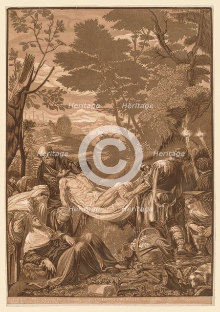 Venetian Set: Entombment of Christ, 1739-43. Creator: John Baptist Jackson (British, 1701-c. 1780).