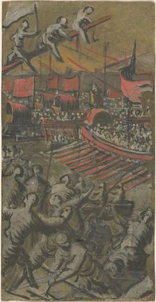 Venetian Ships Attacking Constantinople, 1598/1605. Creator: Domenico Tintoretto