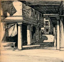 Venetian Street 1900. Artist: David Young Cameron