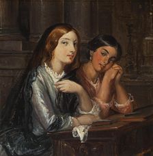 Venetian women in a church (outline for a painting with the same title, 1854), c1853. Creator: Wilhelm Marstrand