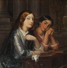 Venetian women in a church (outline for a painting with the same title, 1854), c1853. Creator: Wilhelm Marstrand