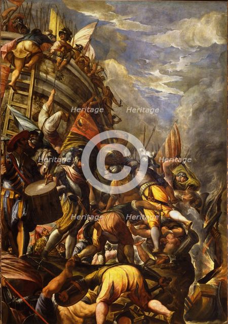 Venetians take the city of Caffa from Genoveses, 1585-1590. Creator: Giulio Angolo del Moro.