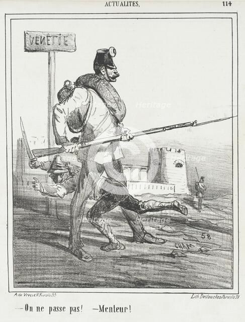 Venetie: On ne passe pas! -Menteur!, 1866. Creator: Cham.