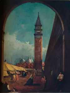 Venice: A Fair in the Piazza San Marco Seen through an Archway at the South-West End c1863