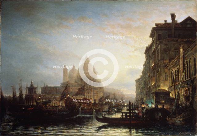 Venice at night, 1856. Artist: Bogolyubov, Alexei Petrovich (1824-1896)