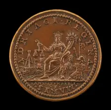 Venice Crowned Holding Cornucopiae and Scales, Galley and Arms [reverse], 1539. Creator: Andrea Spinelli