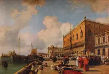 Venice: Ducal Palace with a Religious Procession c1828. Artist: Richard Parkes Bonington