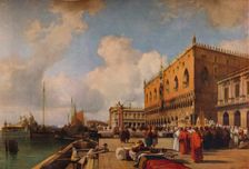 Venice: Ducal Palace with a Religious Procession c1828. Artist: Richard Parkes Bonington