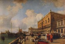 Venice: Ducal Palace with a Religious Procession c1828. Artist: Richard Parkes Bonington