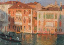Venice, palaces and gondoliers on the Grand Canal, c1910. Creator: Martin, Henri (1860-1943)