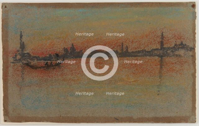 Venice: Sunset on Harbour, 1880. Creator: James Abbott McNeill Whistler.