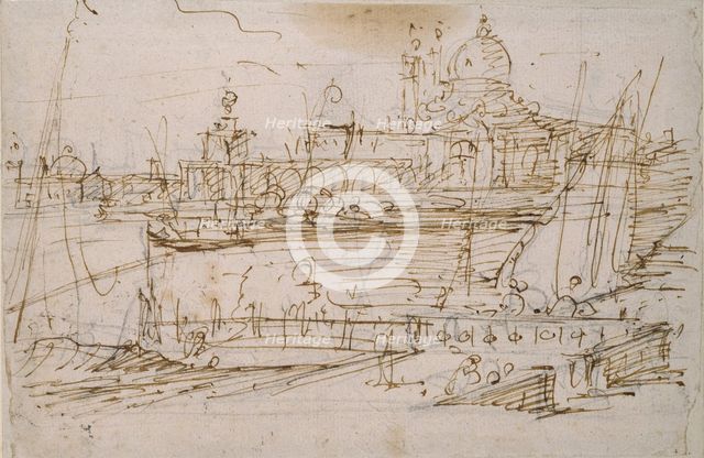 Venice: The Dogana and S. Maria della Salute from the Molo di Terranova, mid 18th century. Artist: Canaletto.