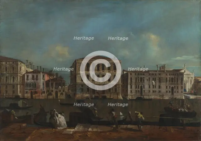 Venice. The Grand Canal with Palazzo Pesaro, 1755-1760. Artist: Guardi, Francesco (1712-1793)