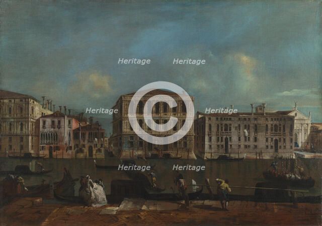 Venice. The Grand Canal with Palazzo Pesaro, 1755-1760. Artist: Guardi, Francesco (1712-1793)