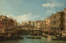 Venice, the Grand Canal with the Rialto Bridge seen from the South. Creator: Bellotto, Bernardo (1720-1780)