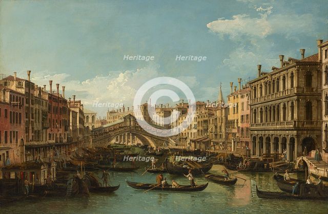 Venice, the Grand Canal with the Rialto Bridge seen from the South. Creator: Bellotto, Bernardo (1720-1780).