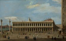 Venice, the Piazzetta, looking west, with the Libreria . Creator: Canaletto (1697-1768)