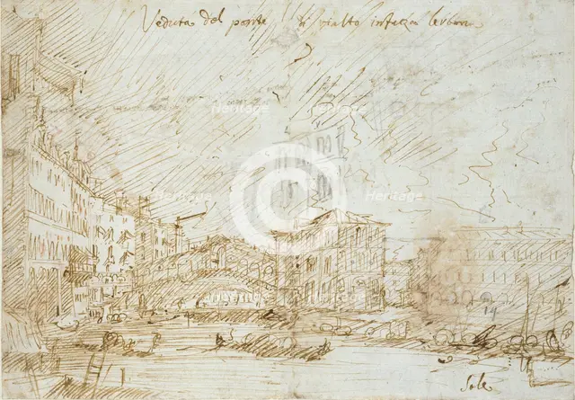 Venice: The Ponte di Rialto, mid 18th century. Artist: Canaletto.