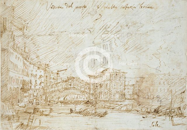 Venice: The Ponte di Rialto, mid 18th century. Artist: Canaletto.