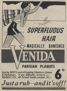 Venida Parisian Plaques superfluous hair remover, 1939