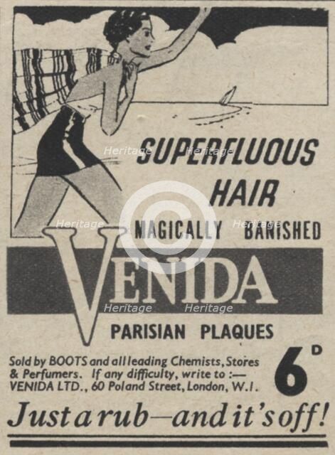 Venida Parisian Plaques superfluous hair remover, 1939. Artist: Unknown