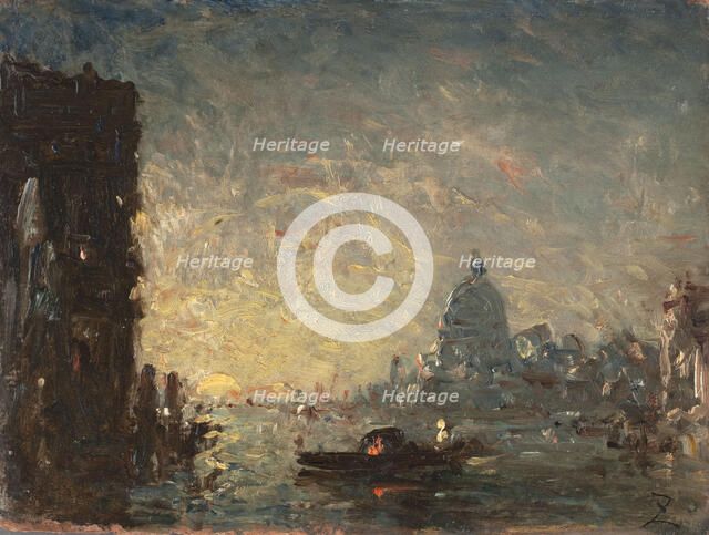 Venise au coucher du soleil, between 1870 and 1880. Creator: Felix Francois Georges Philibert Ziem.