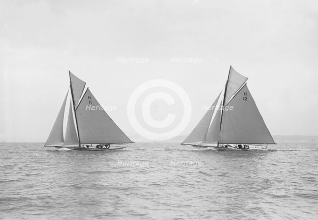  'Ventana' and 'The Truant' racing upwind, 1913. Creator: Kirk & Sons of Cowes.