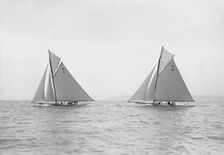 Ventana and The Truant racing upwind, 1913. Creator: Kirk & Sons of Cowes