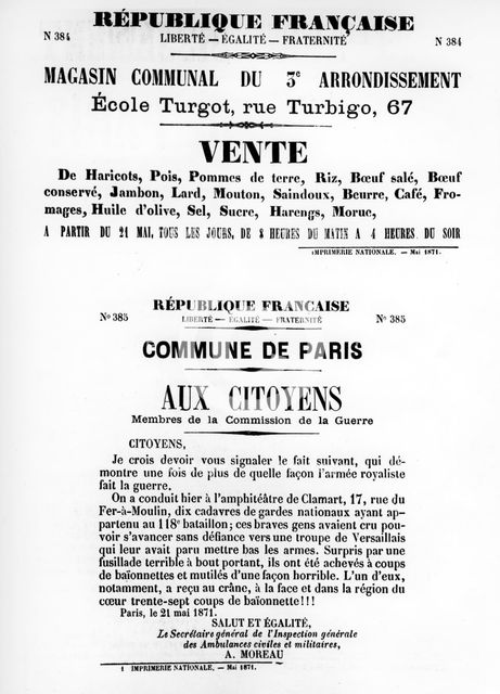 Vente, from French Political posters of the Paris Commune,  May 1871. Artist: Unknown