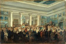 Vente publique de tableaux (Public sale of paintings), c. 1785. Creator: Demachy, Pierre-Antoine (1723-1807)