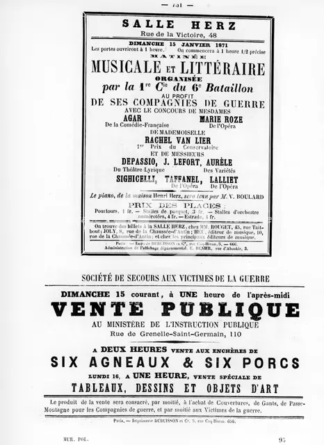 Vente Publique, from French Political posters of the Paris Commune,  May 1871. Artist: Unknown