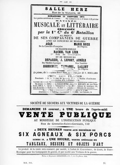 Vente Publique, from French Political posters of the Paris Commune,  May 1871. Artist: Unknown