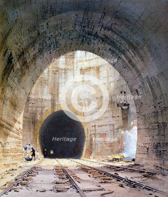 Ventilation shaft in Kilsby Tunnel, Northamptonshire, London & Birmingham Railway, 1839. Artist: John Cooke Bourne