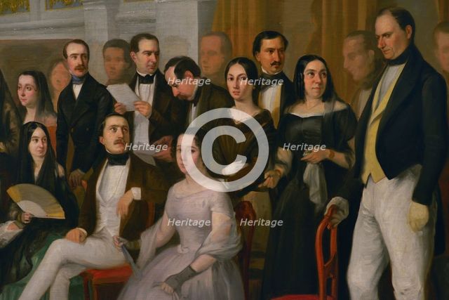 Ventura de la Vega reading a play at the Teatro del Príncipe, (Theatre of the Prince), Detail, 1846. Creator: Antonio María Esquivel.
