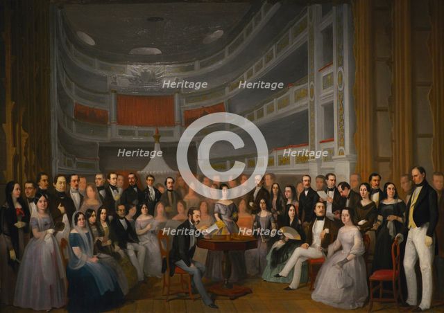 Ventura de la Vega reading a play at the Teatro del Príncipe (Theatre of the Prince), 1846.  Creator: Antonio María Esquivel.