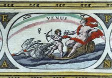 Venus, colored engraving from the book Le Theatre du monde or Nouvel Atlas 1645, created, pr…