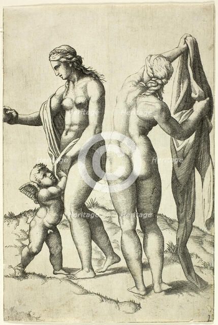 Venus, Cupid and Pallas, 16th century. Creator: School of Marcantonio Raimondi.