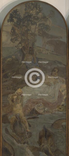 Venus, Amor and Paris (Triptych The Judgment of Paris, central part), 1893. Artist: Vrubel, Mikhail Alexandrovich (1856-1910)