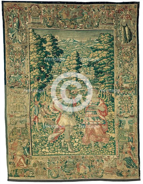 Venus and Adonis (?) with the Duck Hunt, Flanders, c. 1600. Creators: Jacques Geubels, Catharina van den Eynde.