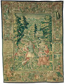 Venus and Adonis (?) with the Duck Hunt, Flanders, c. 1600. Creators: Jacques Geubels, Catharina van den Eynde